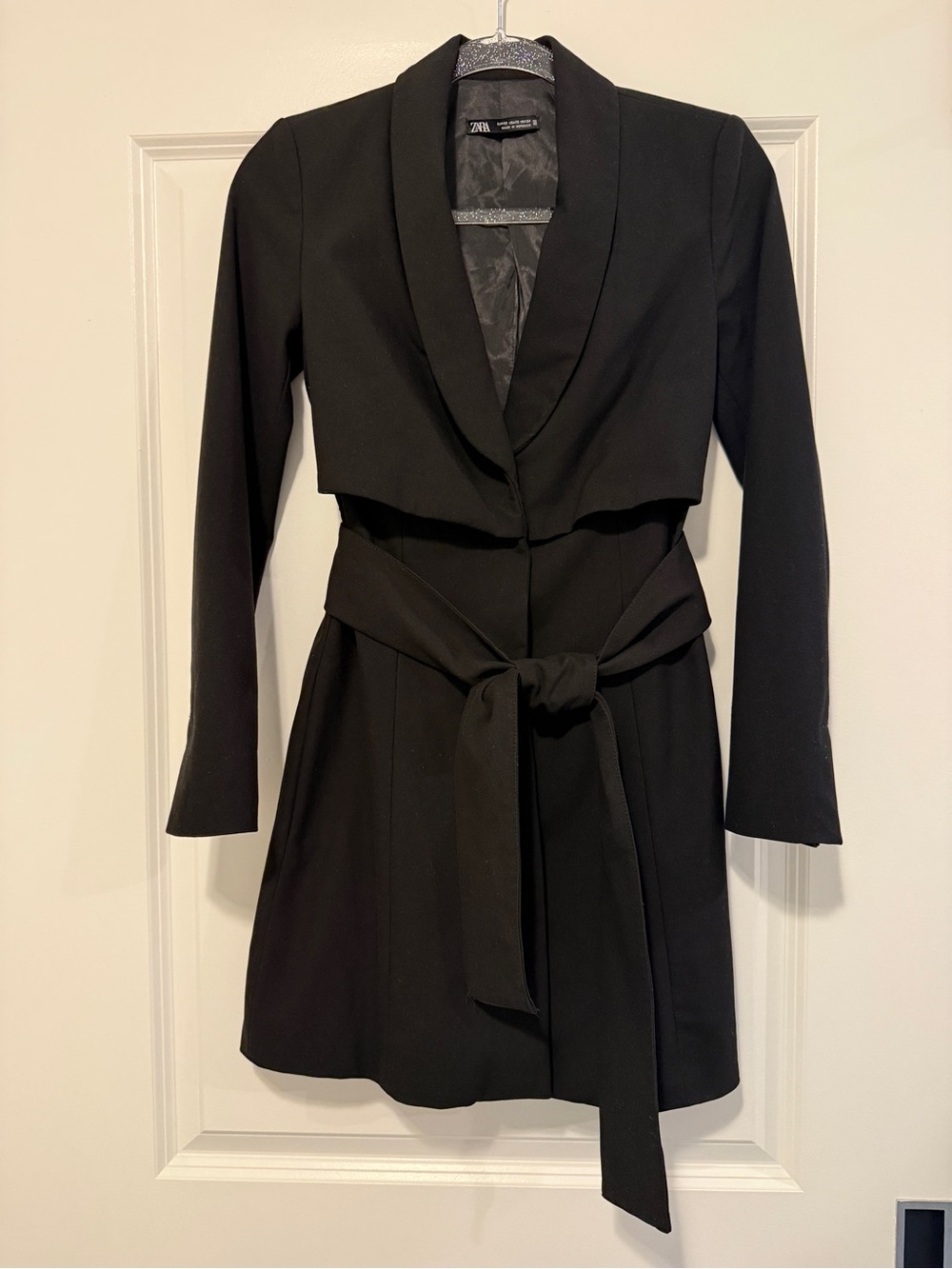 Zara Black Blazer Dress w/ Belt XS